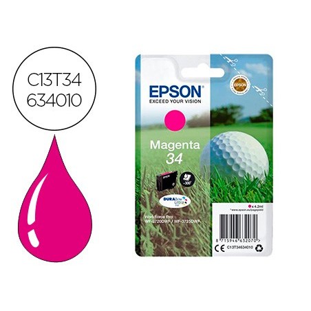 Ink-jet epson 34 workforce pro wf-3720 / wf-3720dwf / wf-3725dwf magenta 300 paginas