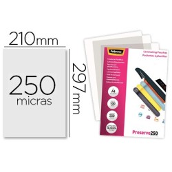 Bolsa de plastificar fellowes brillo din a4 250 mc pack de 100 unidades