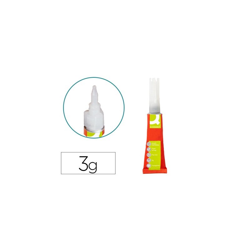 Pegamento q-connect adhesivo instantaneo fuerte 3 gr unidad Pegamento q-connect adhesivo instantaneo fuerte 3 gr unidad