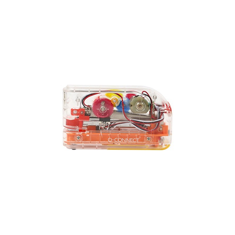 Grapadora electrica q-connect plastico transparente mecanismo de colores capacidad 20 hojas usa grapas