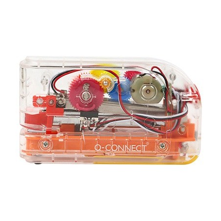 Grapadora electrica q-connect plastico transparente mecanismo de colores capacidad 20 hojas usa grapas