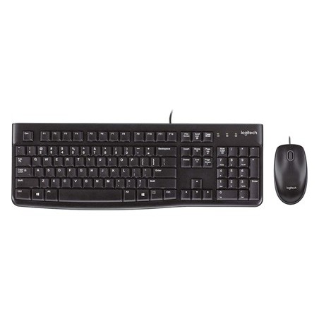 Set teclado  raton logitech mk120 usb con cable negro