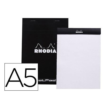 Bloc nota rhodia black dot pad din a5 80 hojas 80 g/m2 liso con puntos negros 5 mm perforado