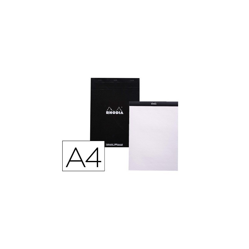Bloc nota rhodia black dot pad din a4 80 hojas 80 g/m2 liso con puntos negros 5 mm perforado