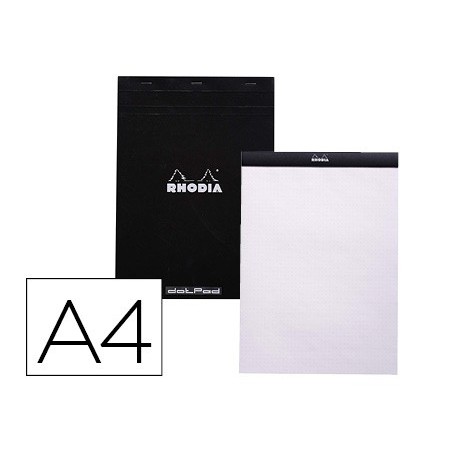 Bloc nota rhodia black dot pad din a4 80 hojas 80 g/m2 liso con puntos negros 5 mm perforado