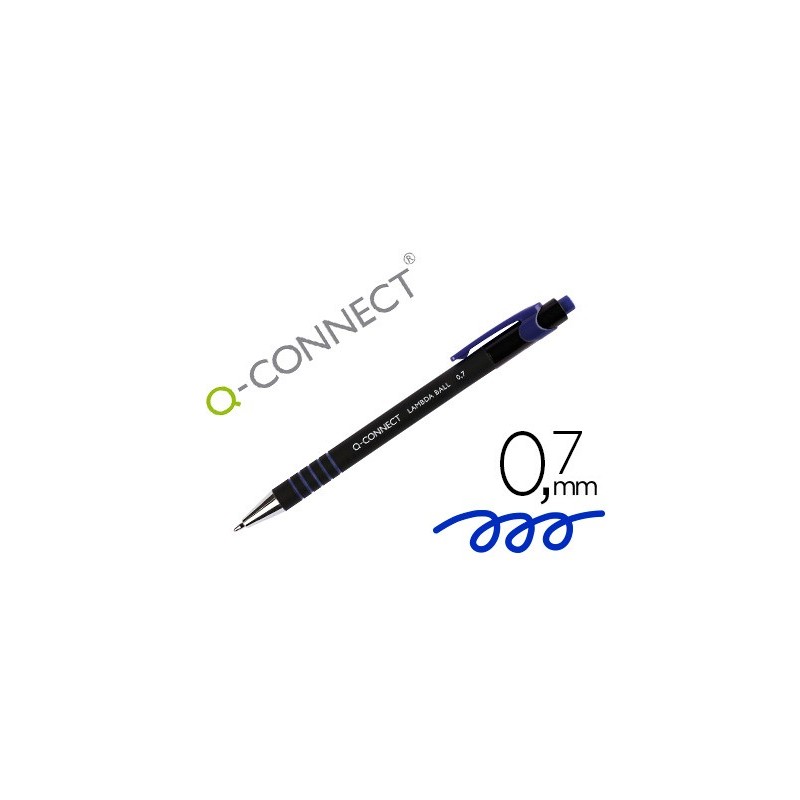 Boligrafo q-connect retractil con grip 0,7 mm color azul