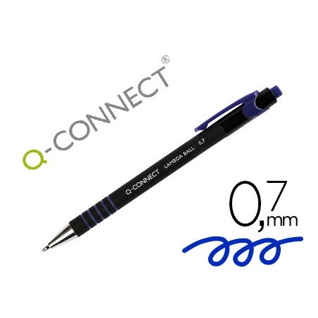 Boligrafo q-connect retractil con grip 0,7 mm color azul