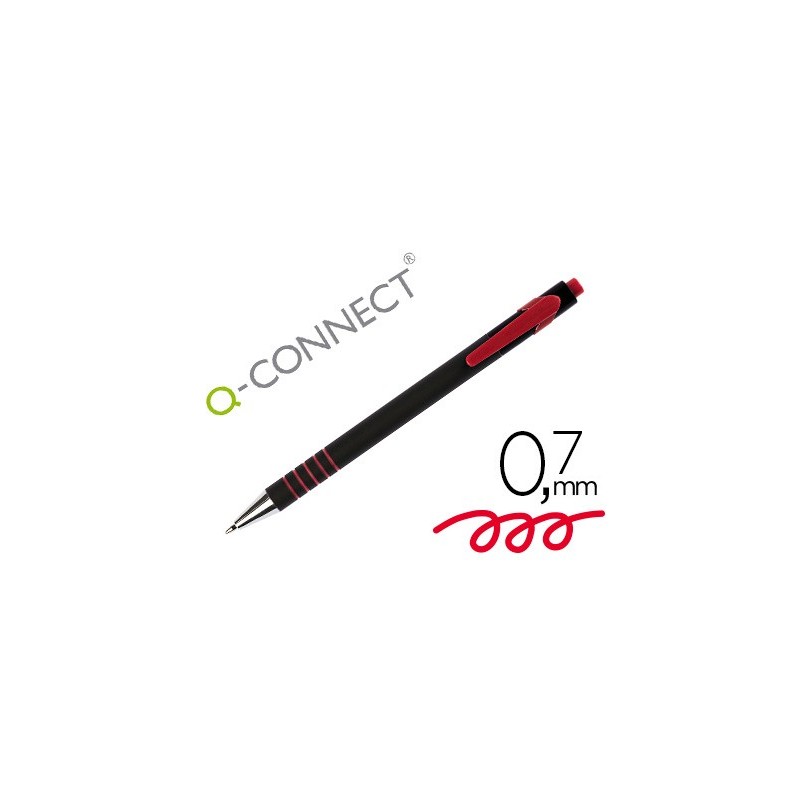 Boligrafo q-connect retractil con grip 0,7 mm color rojo