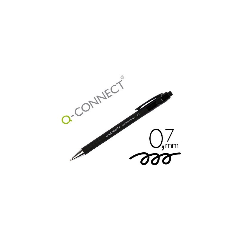Boligrafo q-connect retractil con grip 0,7 mm color negro