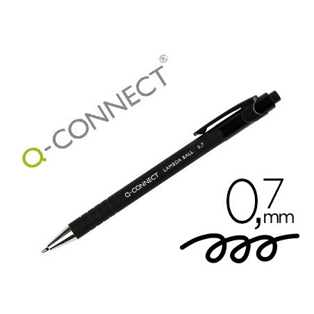 Boligrafo q-connect retractil con grip 0,7 mm color negro