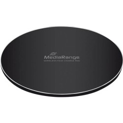 Cargador inalambrico mediarange para smartphones compatible carga rapida qi color negro