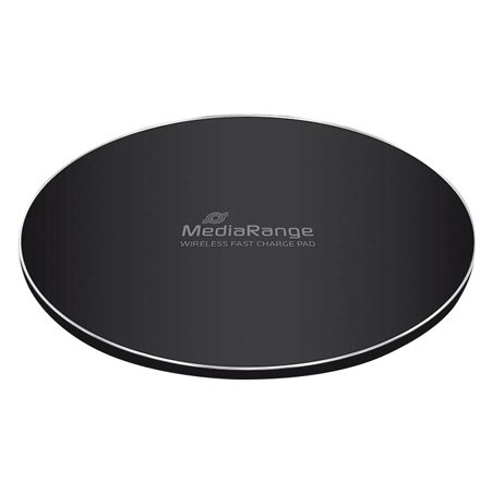Cargador inalambrico mediarange para smartphones compatible carga rapida qi color negro