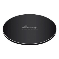 Cargador inalambrico mediarange para smartphones compatible carga rapida qi color negro