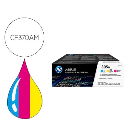 Toner hp 305a laserjet pro 300 / m351 / 400 / m451 / mfp m375 / mfp m475 pack color amarillo cian magenta 2600