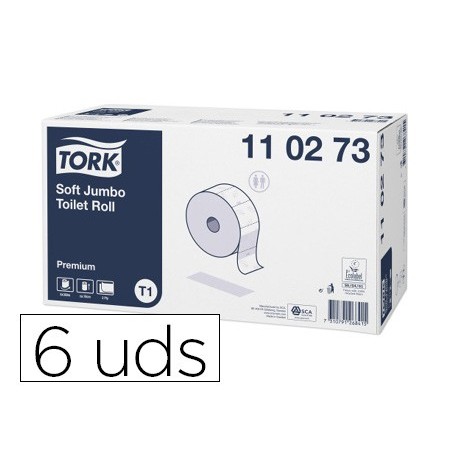 Papel higienico tork jumbo suave 2 capas 360 mt para dispensador t1 paquete de 6 rollos