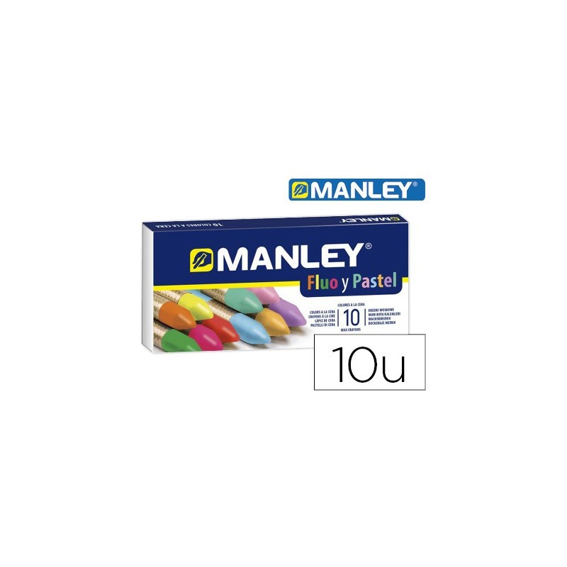 Lapices cera manley fluor y pastel caja de 10 colores surtidos Lapices cera manley fluor y pastel caja de 10 colores surtidos