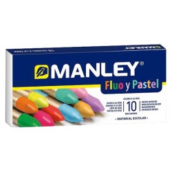 Lapices cera manley fluor y pastel caja de 10 colores surtidos