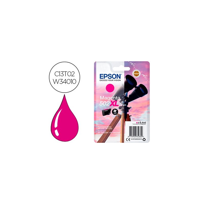 Ink-jet epson 502 xl expression home xp 5100 / 5105 workforce wf 2860 / 2860dwf magenta 470 paginas