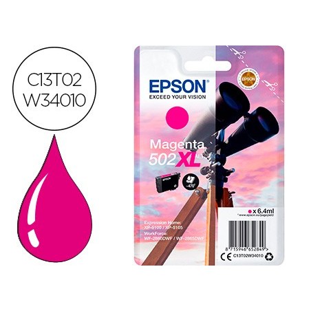 Ink-jet epson 502 xl expression home xp 5100 / 5105 workforce wf 2860 / 2860dwf magenta 470 paginas