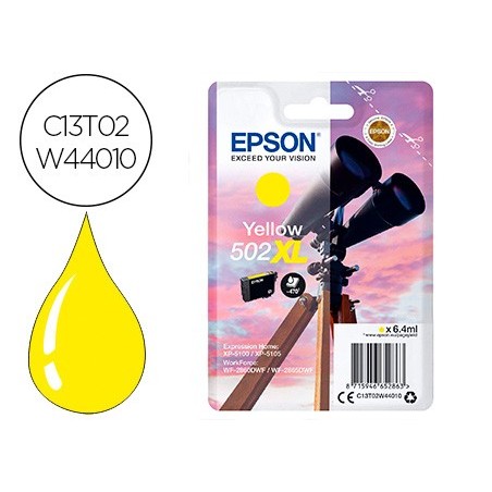 Ink-jet epson 502 xl expression home xp 5100 / 5105 workforce wf 2860 / 2860dwf amarillo 470 paginas
