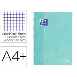 Cuaderno espiral oxford ebook 1 school touch te din a4 80 hojas cuadro 5 mm con margen mint pastel