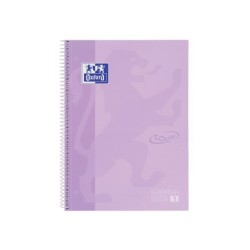 Cuaderno espiral oxford ebook 1 school touch te din a4 80 hojas cuadro 5 mm con margen malva pastel
