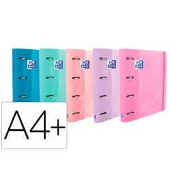 Carpeta con recambio oxford europeanbinder touch pastel 4 anillas 35 mm din a4 tapa extradura con gomilla colores