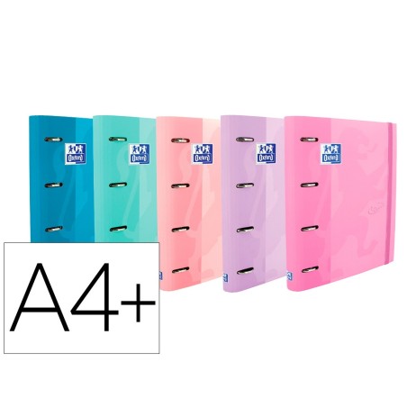 Carpeta con recambio oxford europeanbinder touch pastel 4 anillas 35 mm din a4 tapa extradura con gomilla colores
