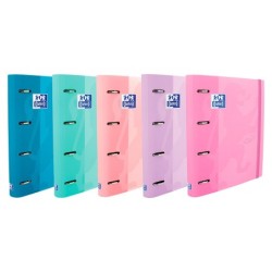 Carpeta con recambio oxford europeanbinder touch pastel 4 anillas 35 mm din a4 tapa extradura con gomilla colores