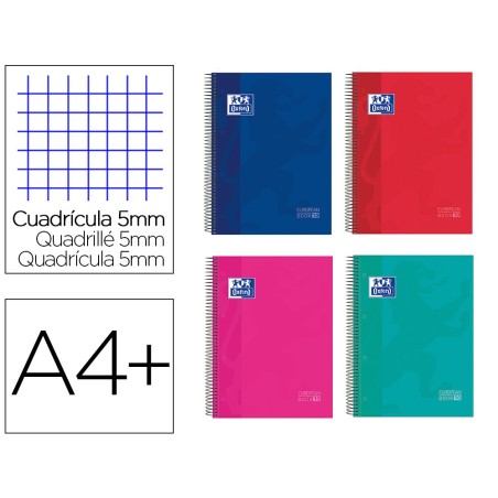 Cuaderno espiral oxford surt europeanbook 10 school classic tapa extradura din a4 150 hojas cuadro 5 mm con