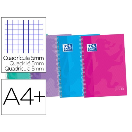 Cuaderno espiral oxford ebook 5 tapa extradura din a4 120 hojas cuadro 5 mm con margen tendencia 50% hojas gratis