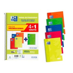 Cuaderno espiral oxford tapa extradura folio 80 hojas cuadro 4 mm con pizarra blancapack 41 colores clasicos