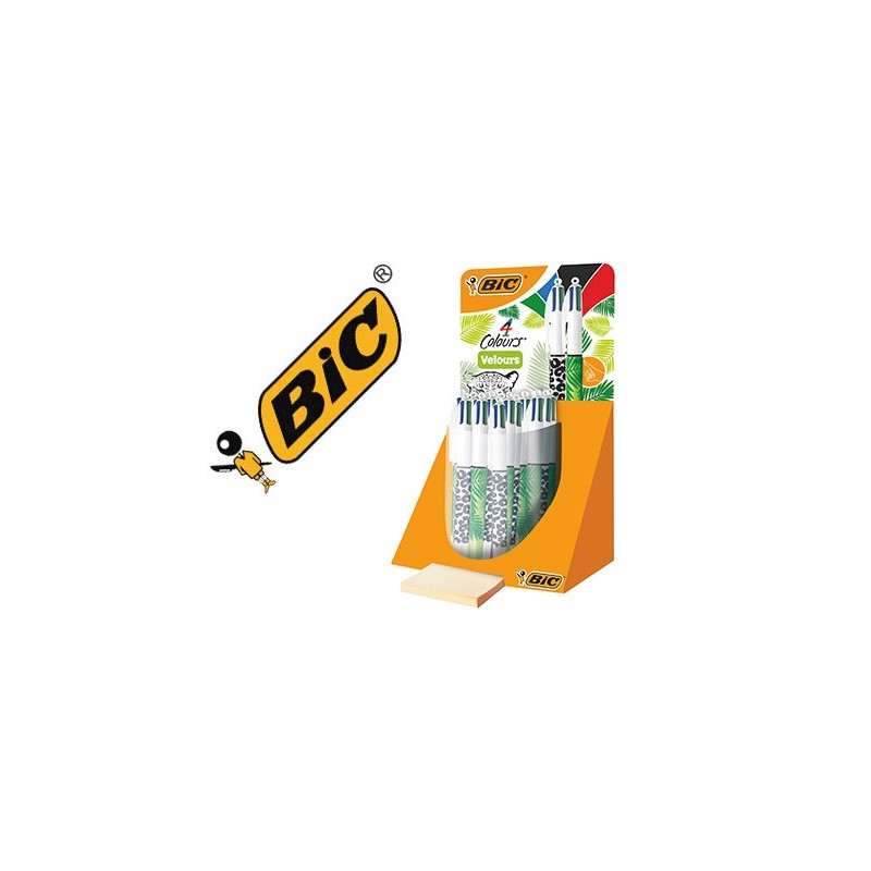 Boligrafo bic cuatro colores velours expositor de 30 unidades surtidas 230x125x149 mm