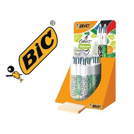 Boligrafo bic cuatro colores velours expositor de 30 unidades surtidas 230x125x149 mm