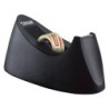 Portarrollo sobremesa tesa plastico easy cut curve negro para cinta de 33 mt x19 mm  1 cinta tesafilm transparente