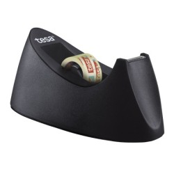 Portarrollo sobremesa tesa plastico easy cut curve negro para cinta de 33 mt x19 mm  1 cinta tesafilm transparente