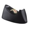 Portarrollo sobremesa tesa plastico easy cut curve negro para cinta de 33 mt x19 mm  1 cinta tesafilm transparente