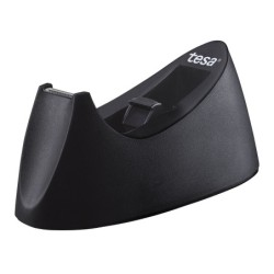 Portarrollo sobremesa tesa plastico easy cut curve negro para cinta de 33 mt x19 mm  1 cinta tesafilm transparente