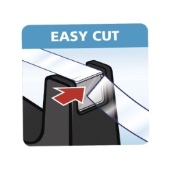 Portarrollo sobremesa tesa plastico easy cut curve negro para cinta de 33 mt x19 mm  1 cinta tesafilm transparente