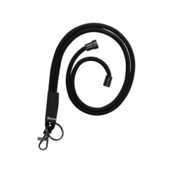 Cordon colgante para identific ador tarifold textil con llavero y mosqueton 43 cm negro pack de 10 unidades