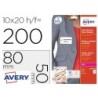 Identificativo adhesivo avery acetato de seda tamaño 80x50 mm removible laser caja de 100unidades