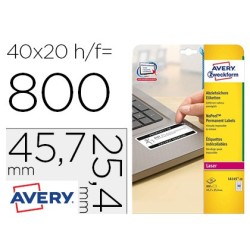 Etiqueta adhesiva resistente avery 45,7x25,4 mm permanente laser blanca caja de 800 unidades