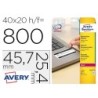 Etiqueta adhesiva resistente avery 45,7x25,4 mm permanente laser blanca caja de 800 unidades