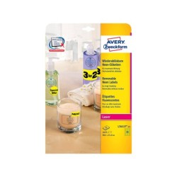 Etiqueta adhesiva avery tamaño 38,1x21,2 mm removible amarillo fluorescente caja de 1625 unidades