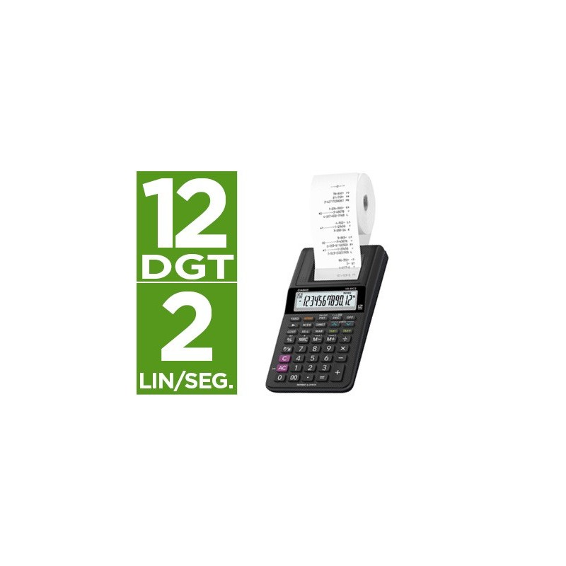 Calculadora casio impresora pantalla lc papel 58mm hr-8rce12 digitos ac/dc pilas color negro Calculadora casio impresora pantalla lc papel 58mm hr-8rce12 digitos ac/dc pilas color negro