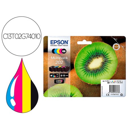 Ink-jet epson 202 xl xp-6000 / xp-6005 / xp-6100 / xp-6105 pack 5 negro amarillo cian magenta photo negro 650 pag
