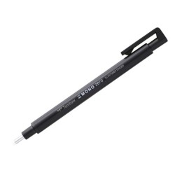Portagomas tombow mono zero con clip goma redonda 2,3 mm diametro color azul blanco y negro