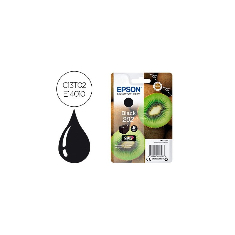 Ink-jet epson 202 xp-6000 / xp-6005 / xp-6100 / xp-6105 negro 250 pag