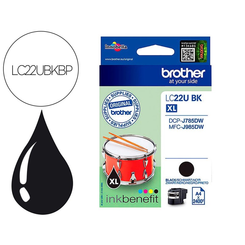 Ink-jet brother lc22ubk xl dcp-j785dw / dcp-j785dwxl / mfc-j985dw / mfc-j985dw negro 2.400 pag