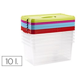 Caja multiusos plastico 10 l numero 24 tapa de color con asa 385x230x175 mm